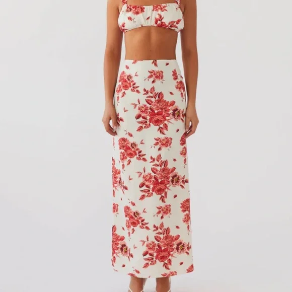 Peppermayo Red and Orange Maxi Pencil Dress Set - Picture 1 of 6